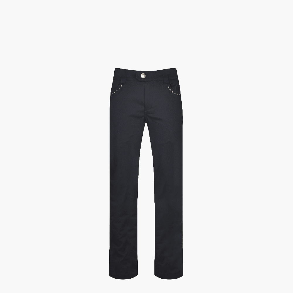 Black Gold Studs Alloro Logo Jeans - Angelo Galasso - Luxury Italian Menswear London
