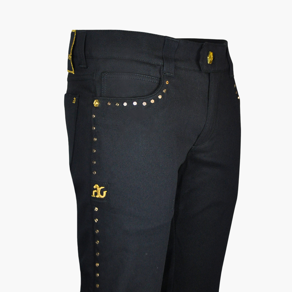 Black Gold Studs Alloro Logo Jeans -