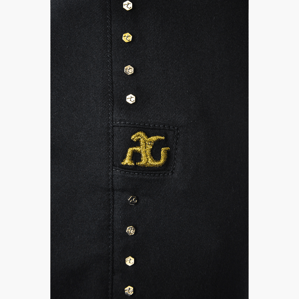 Black Gold Studs Alloro Logo Jeans - Angelo Galasso - Luxury Italian Menswear London