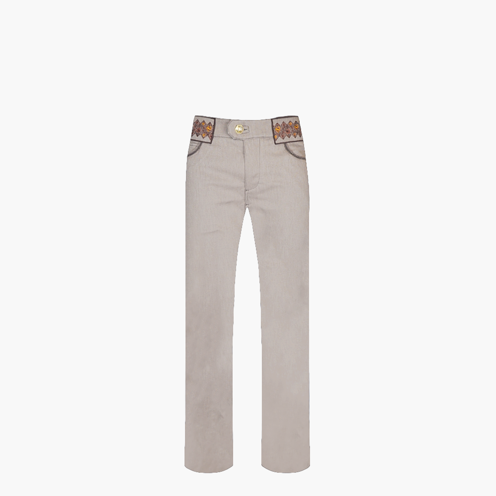 Light Brown Jeans with Embroidered Crown Logo - AG24SJJNS06