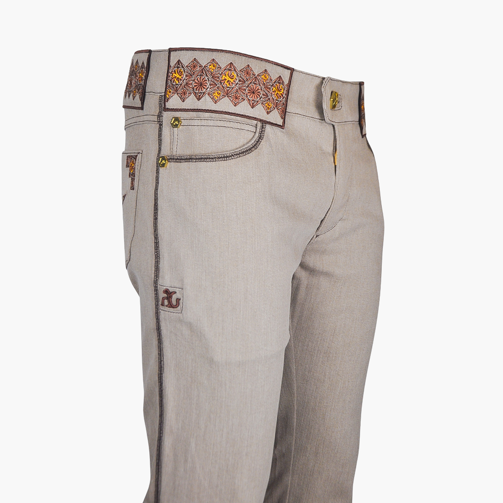 Light Brown Jeans with Embroidered Crown Logo - AG24SJJNS06
