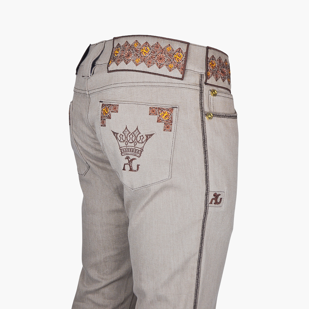 Light Brown Jeans with Embroidered Crown Logo - AG24SJJNS06