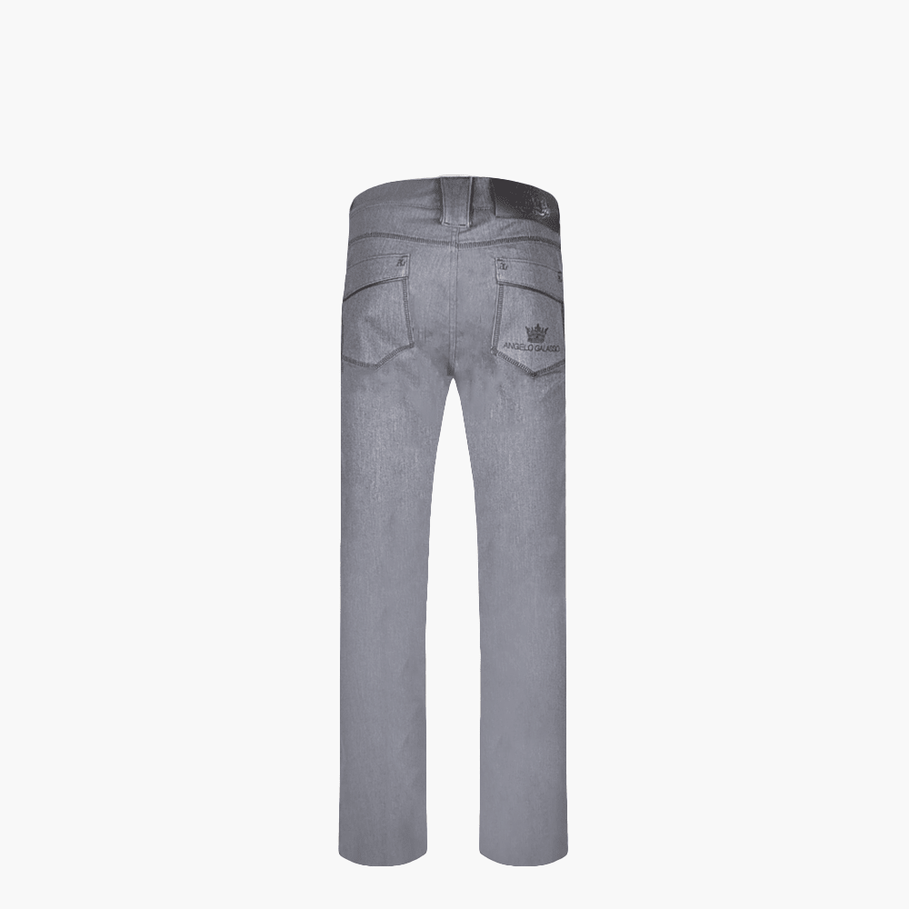 Grey & Black Leather Crown Jeans - Angelo Galasso - Luxury Italian Menswear London