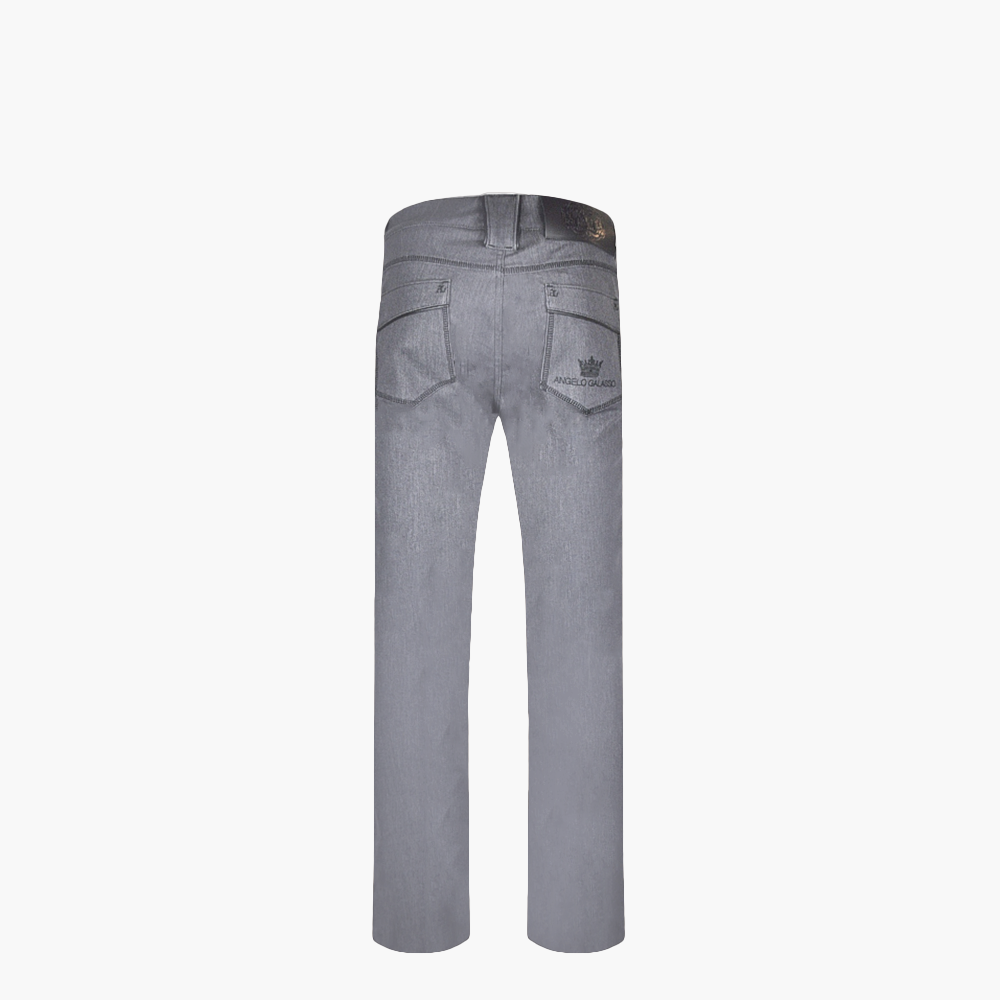 Grey & Black Leather Crown Jeans - AG24SJJNS04