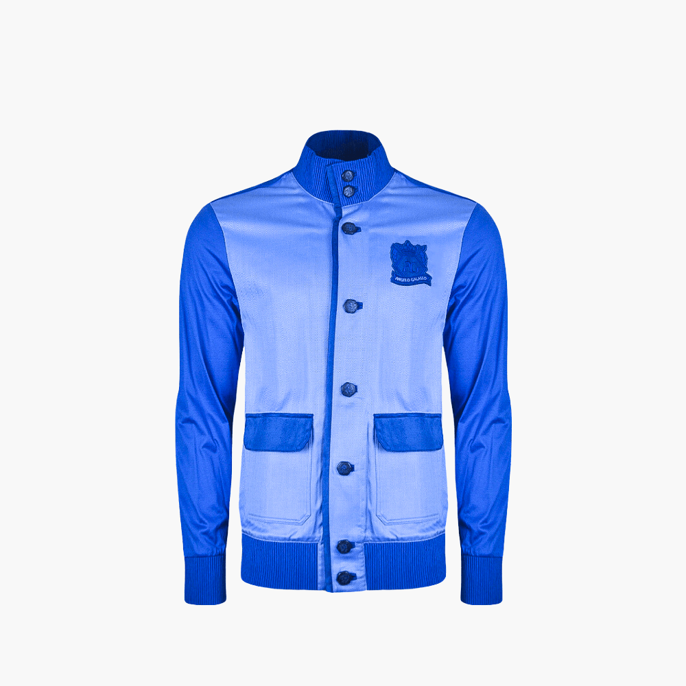 Light Blue Cardigan Jacket Hexagonal Logo - Angelo Galasso - Luxury Italian Menswear London