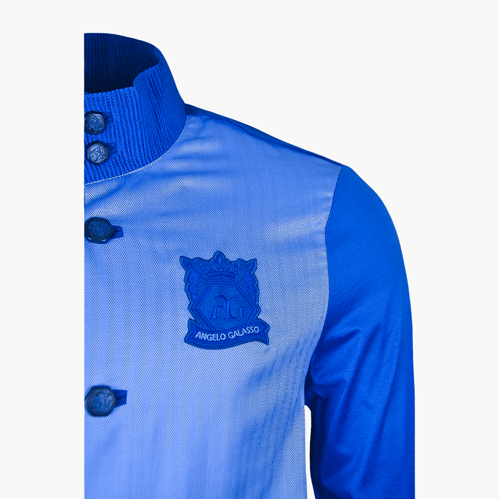 Light Blue Cardigan Jacket Hexagonal Logo - Angelo Galasso - Luxury Italian Menswear London