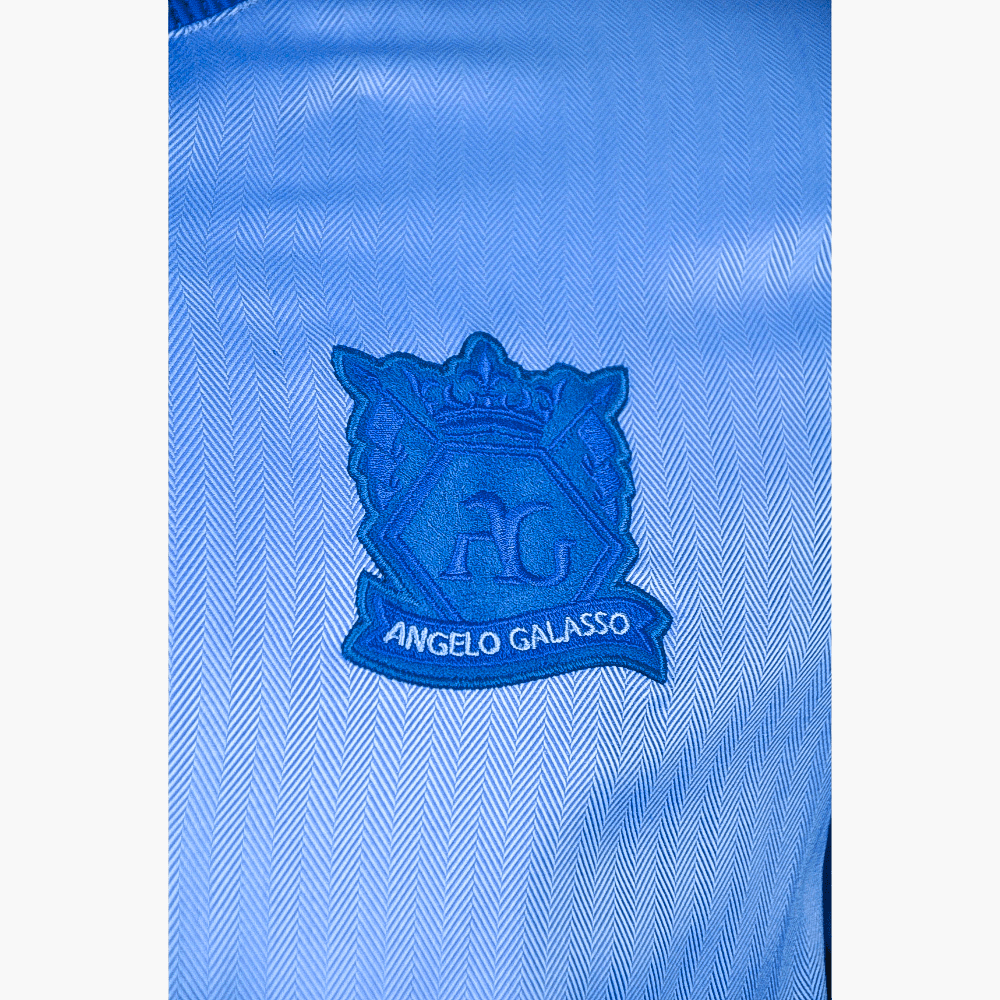 Light Blue Cardigan Jacket Hexagonal Logo - Angelo Galasso - Luxury Italian Menswear London