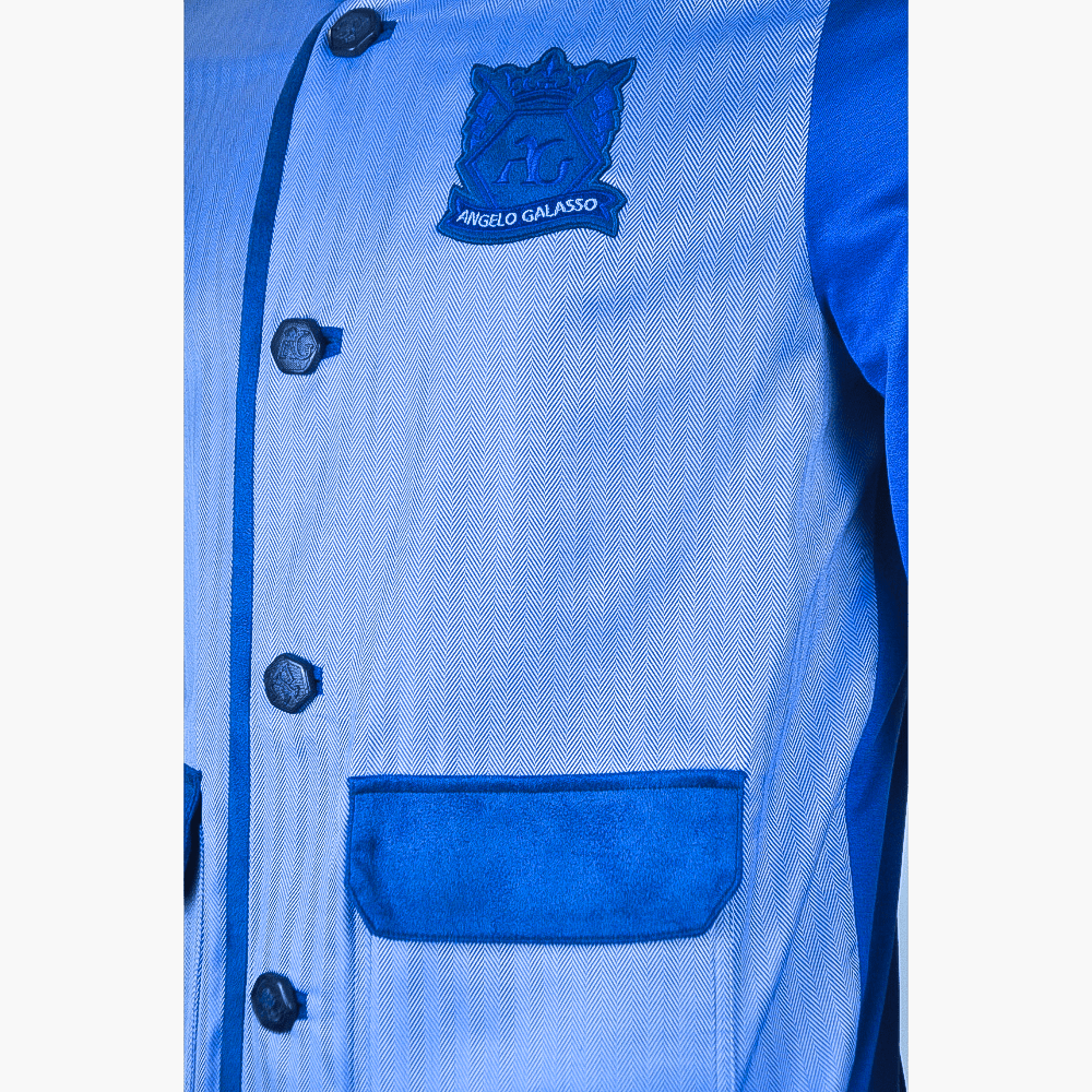 Light Blue Cardigan Jacket Hexagonal Logo - Angelo Galasso - Luxury Italian Menswear London