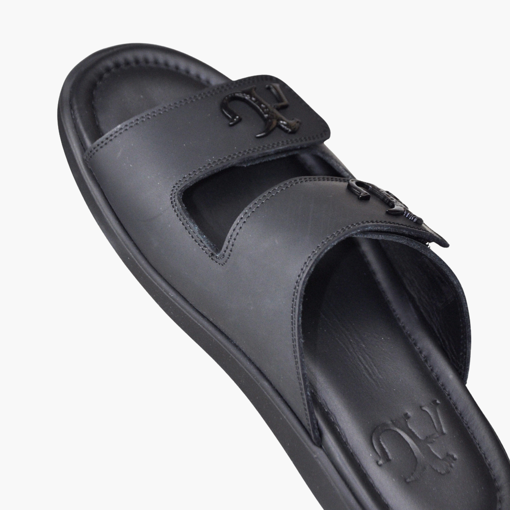 Black Double AG Strap Sandal Shoes - AG24SSCAF01