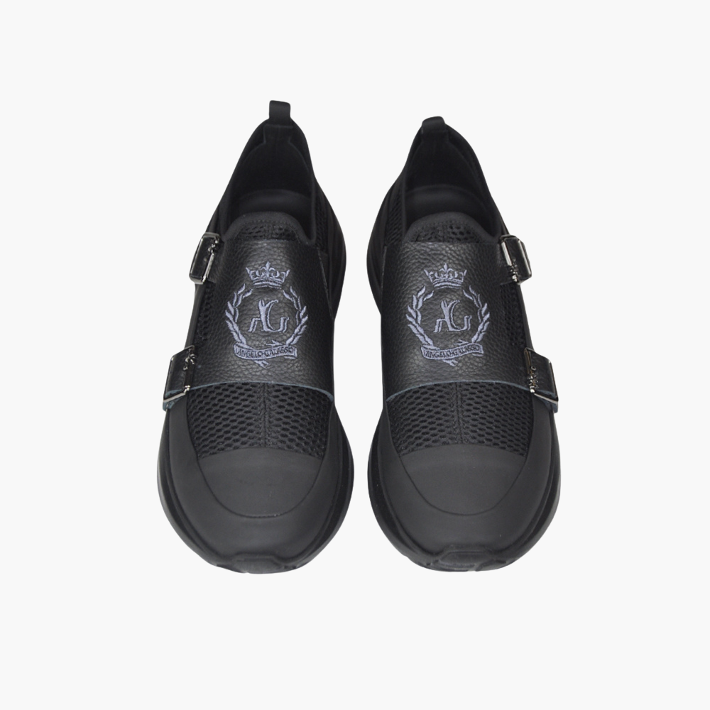 Black Double Monkstraps Slip-on Shoes - AG24SSCAF02