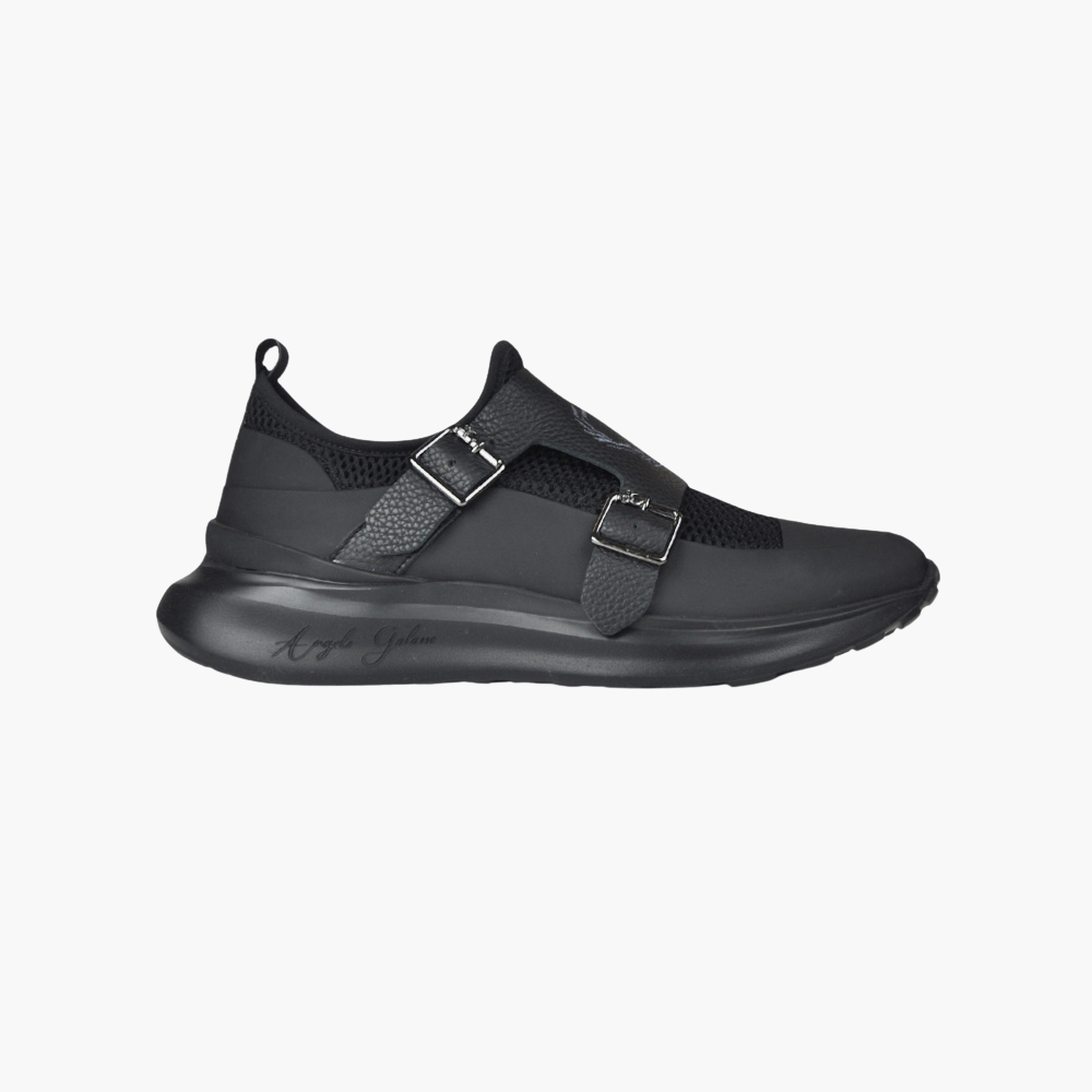 Black Double Monkstraps Slip-on Shoes - AG24SSCAF02