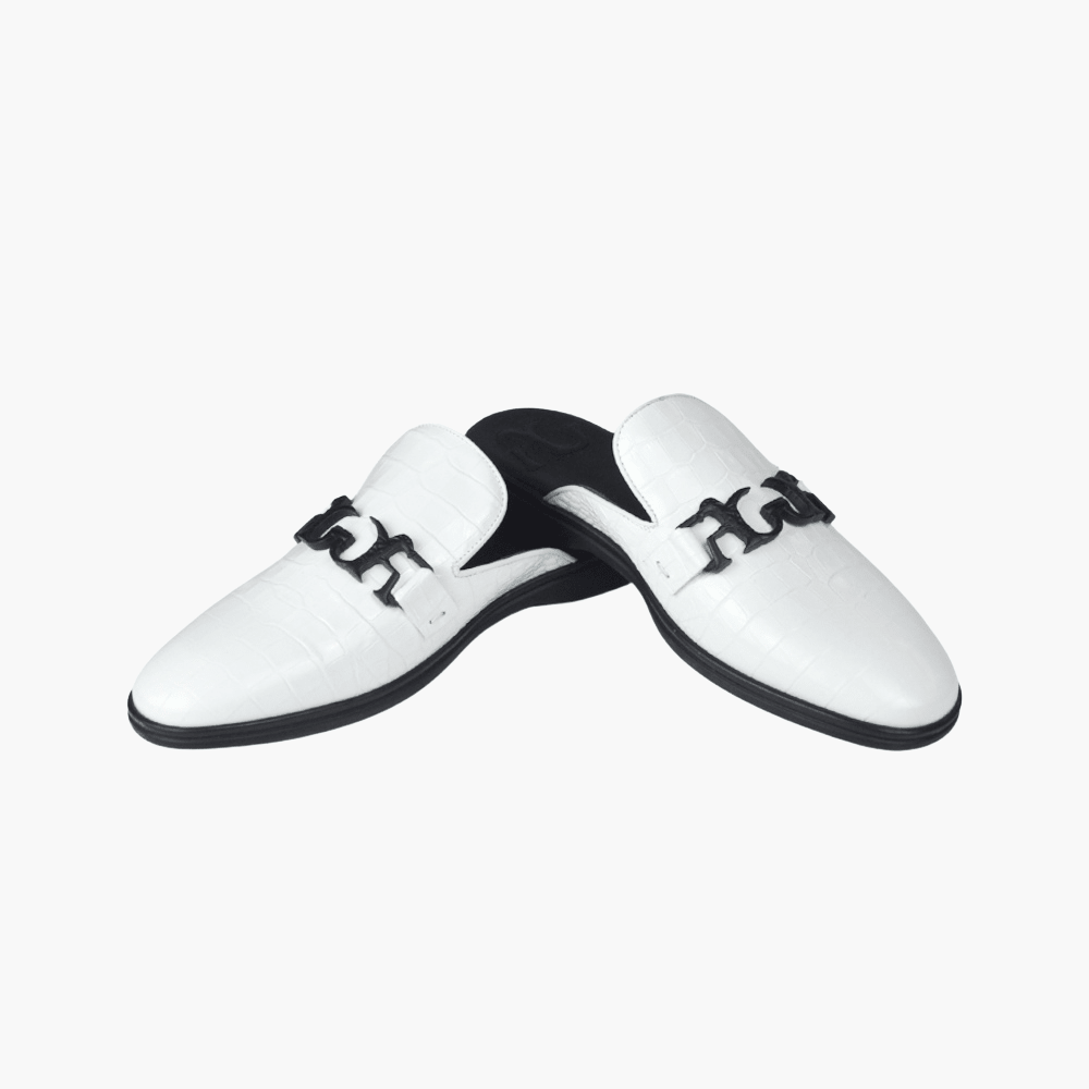 Off White Ornament Sabot Shoes - Angelo Galasso - Luxury Italian Menswear London
