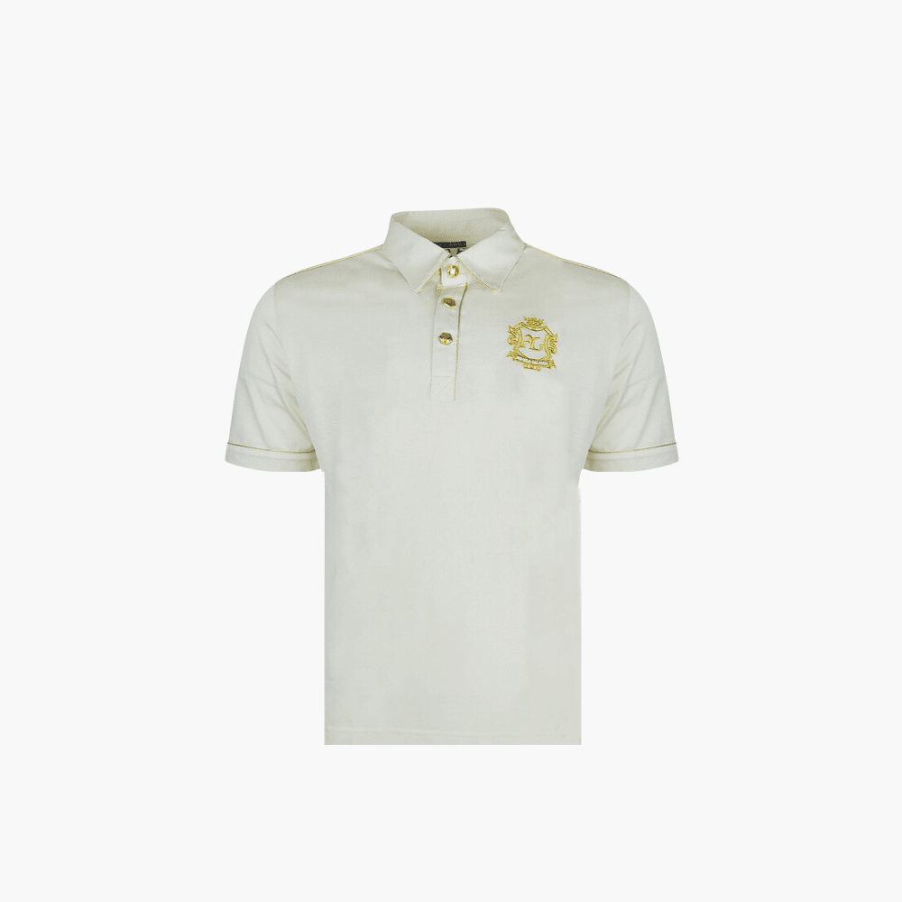 Beige with Araldica Gold Piping Polo - Angelo Galasso - Luxury Italian Menswear London