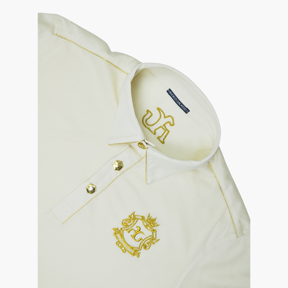 Beige with Araldica Gold Piping Polo - AG24STPLO02