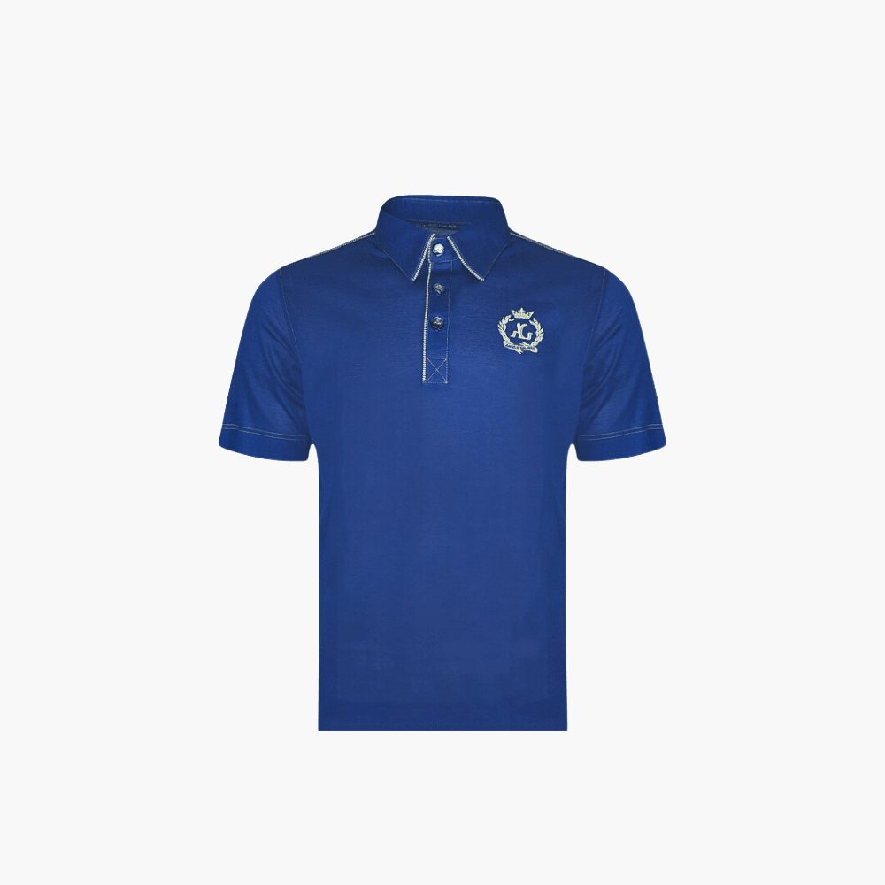 Blue with Alloro Piping Polo - Angelo Galasso - Luxury Italian Menswear London