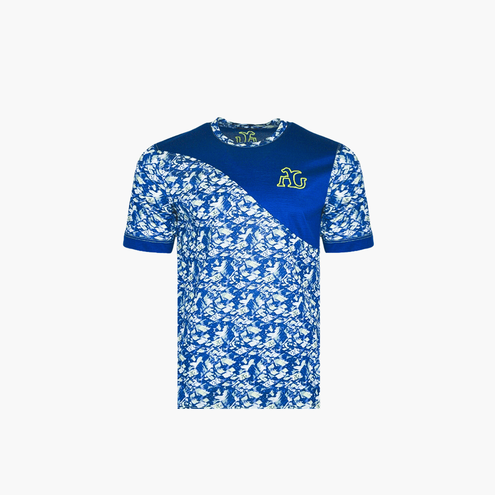 Royal Blue & Yellow Fluo T-Shirt - Angelo Galasso - Luxury Italian Menswear London