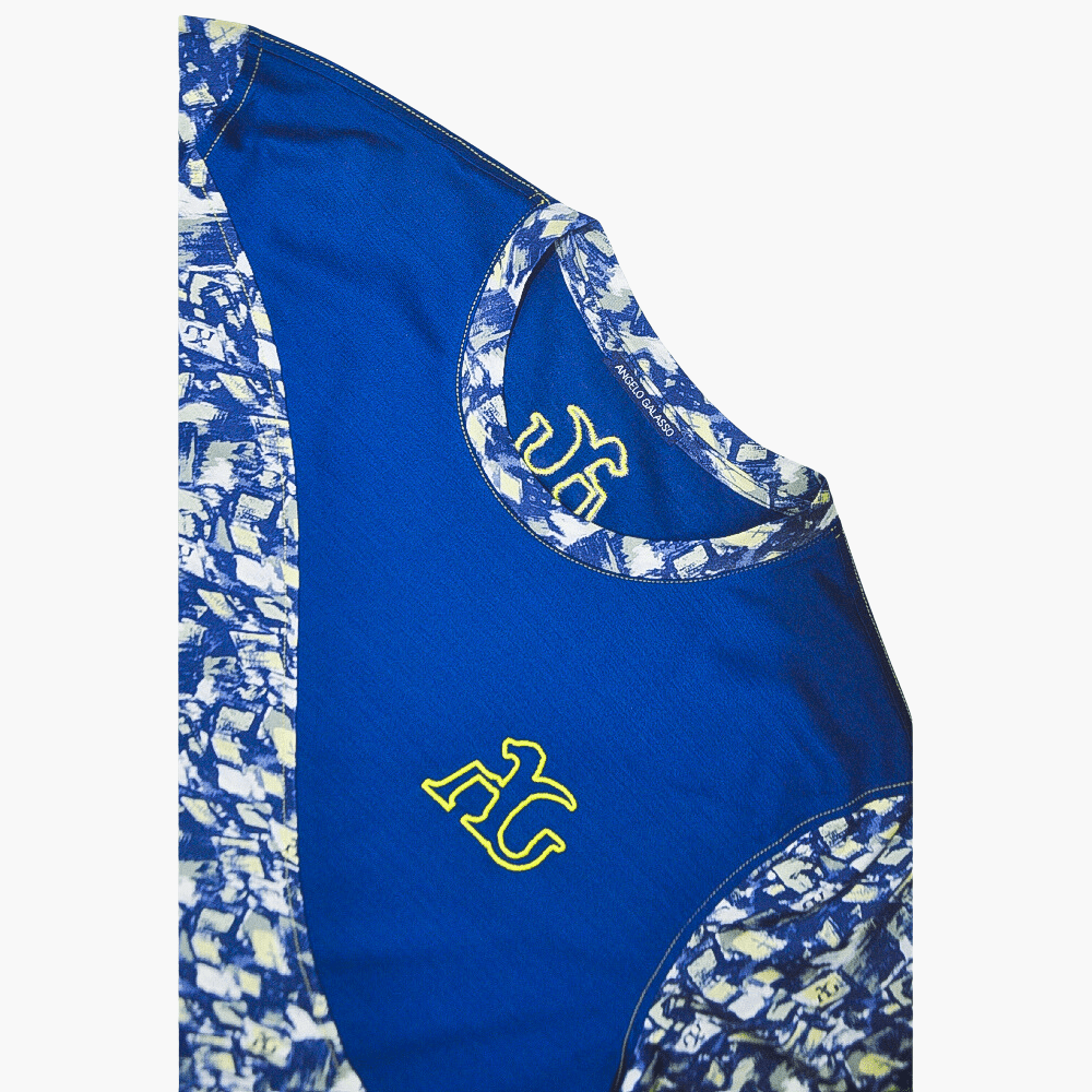 Royal Blue & Yellow Fluo T-Shirt - Angelo Galasso - Luxury Italian Menswear London