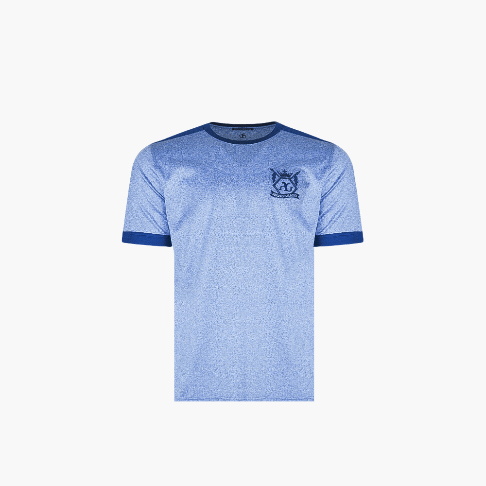 Blue Woven Hexagonal Logo T-Shirt - Angelo Galasso - Luxury Italian Menswear London