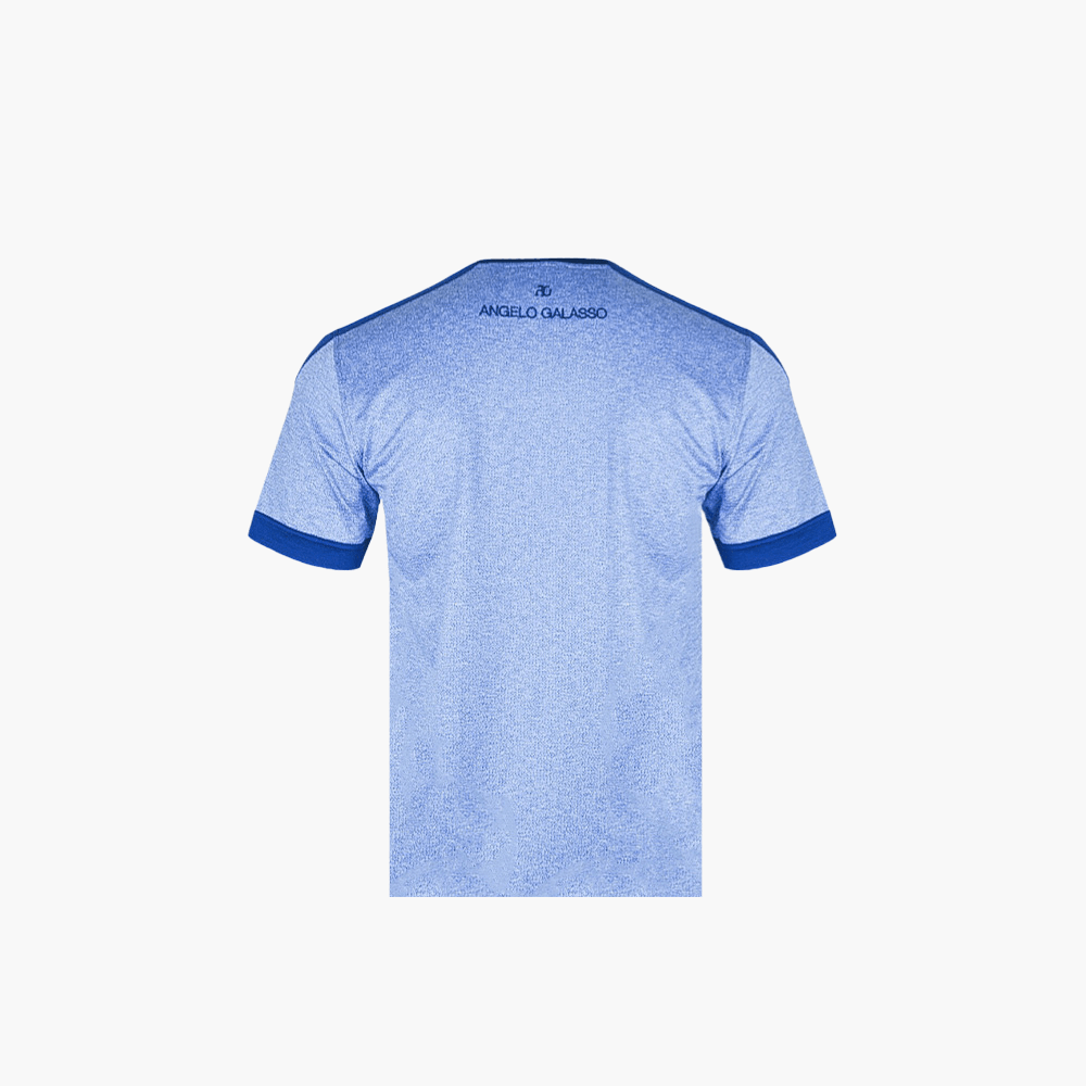 Blue Woven Hexagonal Logo T-Shirt - Angelo Galasso - Luxury Italian Menswear London