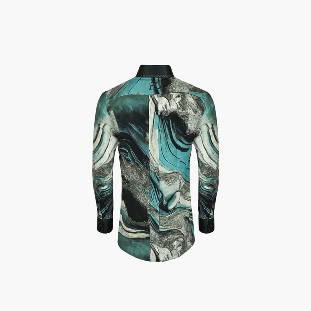 Angelo Galasso Green Marble Printed Shirt - Angelo Galasso - Luxury Italian Menswear London