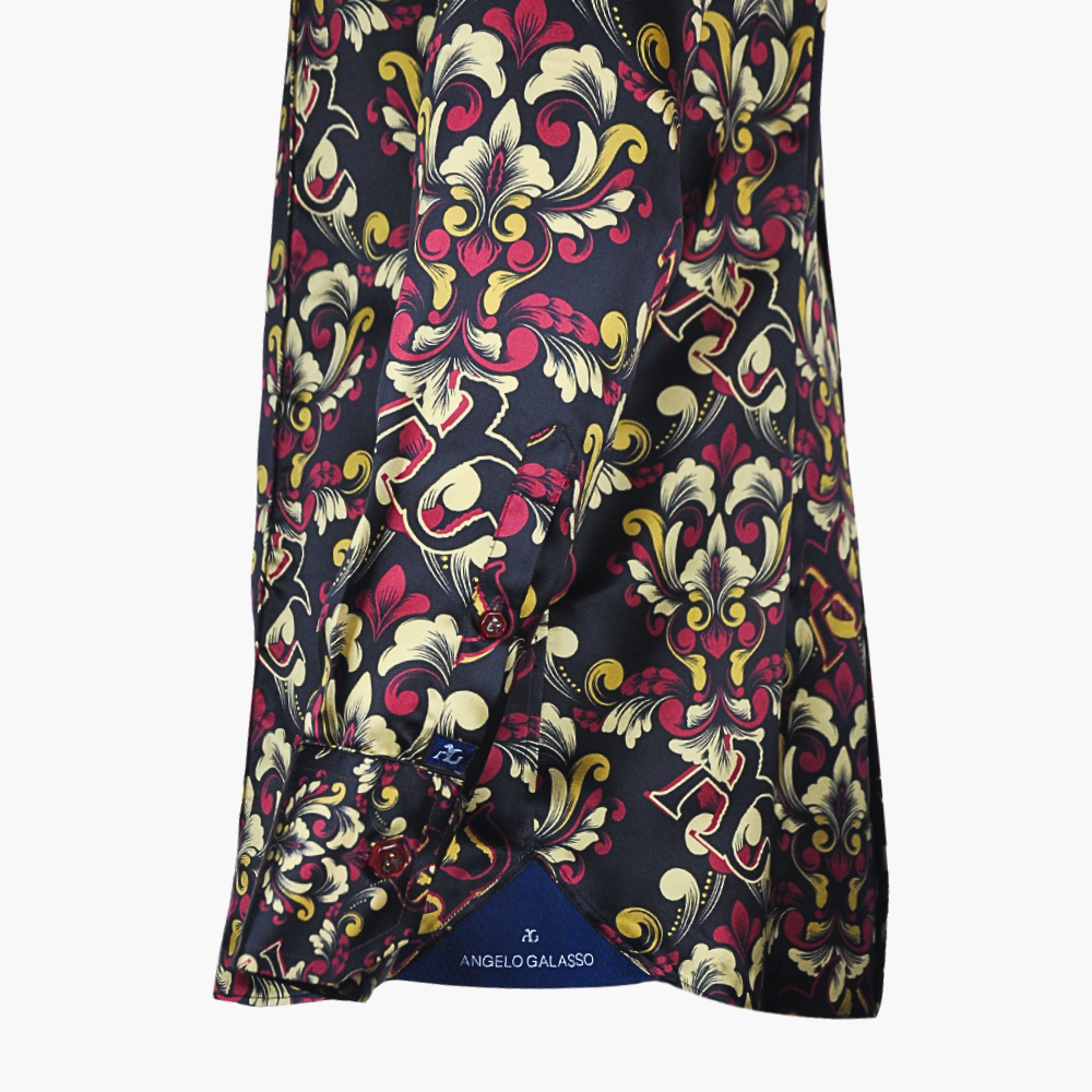 Burgundy & Gold Baroque Corleone Shirt - AG24W1HAS02FL