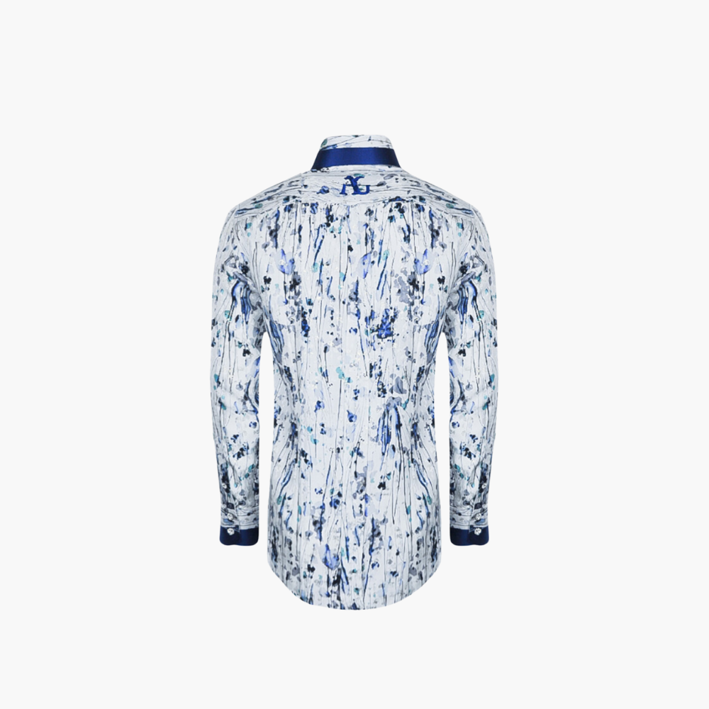 Pearl Grey and Blue Watercolor Shirt