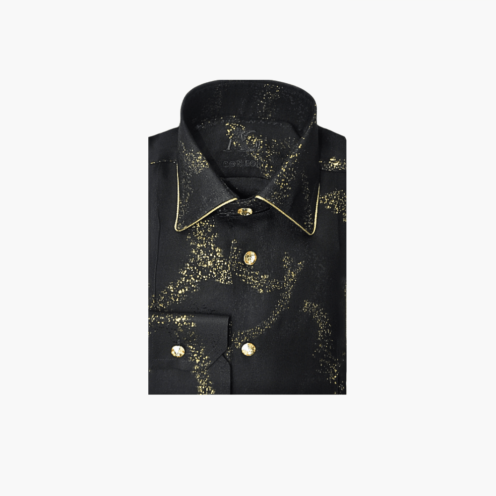 Gold & Black Metallic Corleone Shirt - Angelo Galasso - Luxury Italian Menswear London