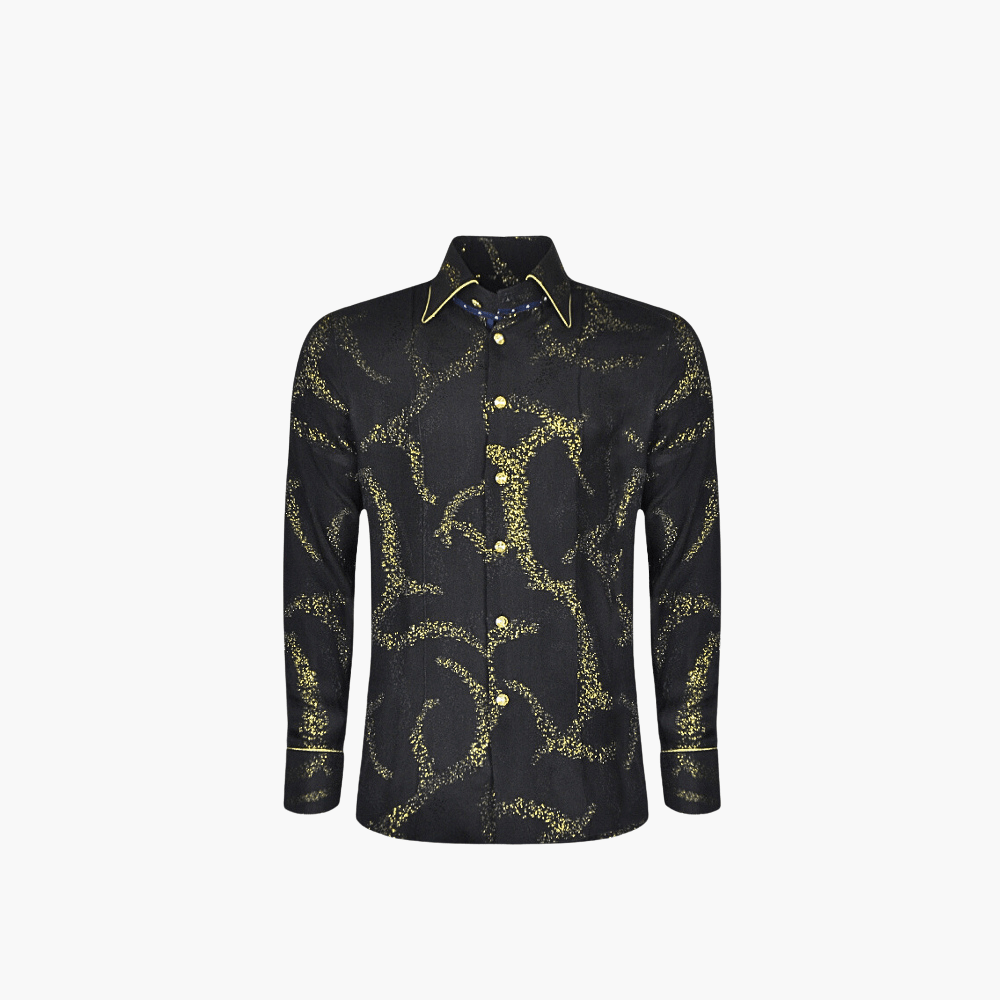 Gold & Black Metallic Corleone Shirt - Angelo Galasso - Luxury Italian Menswear London