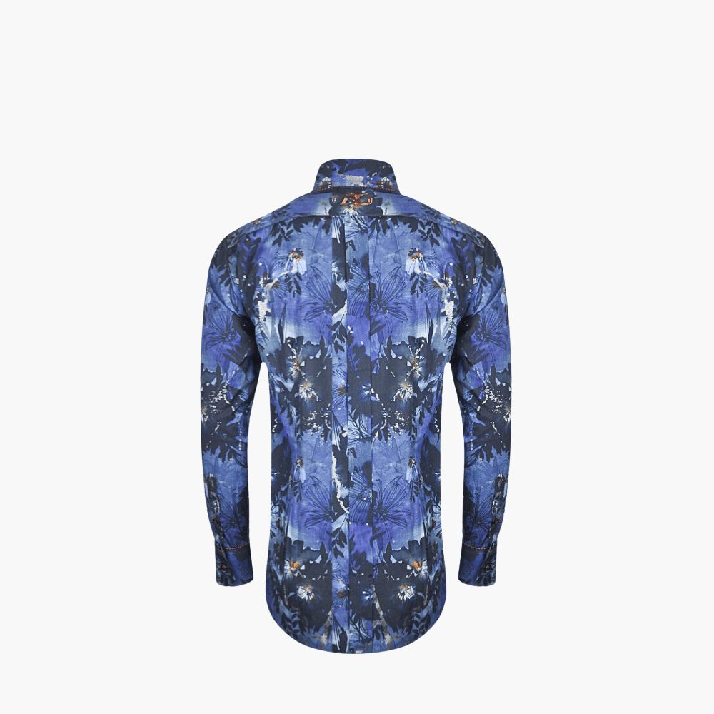 Blue & Brown Metallic Mason Shirt - Angelo Galasso - Luxury Italian Menswear London