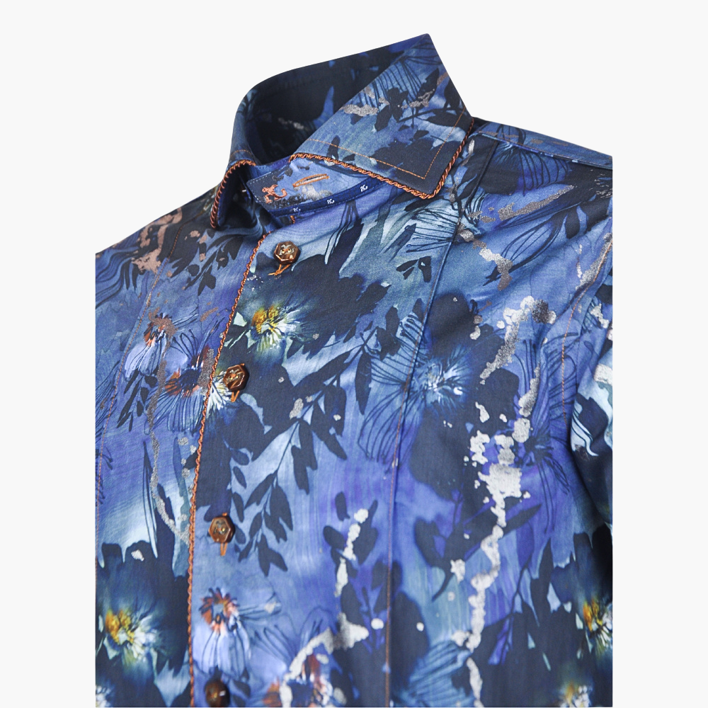 Blue & Brown Metallic Mason Shirt