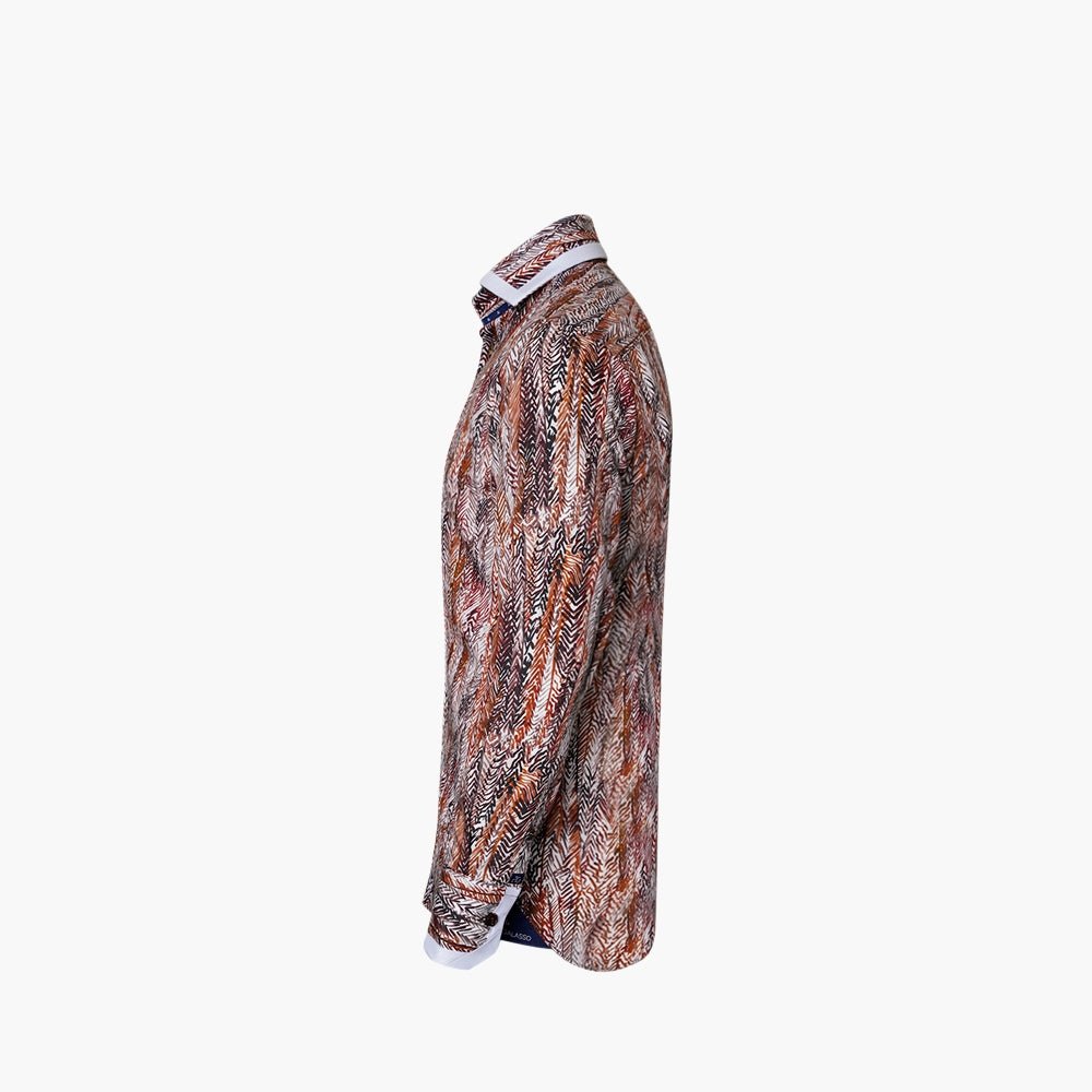 White & Brown Redford Mason Shirt - Angelo Galasso - Luxury Italian Menswear London