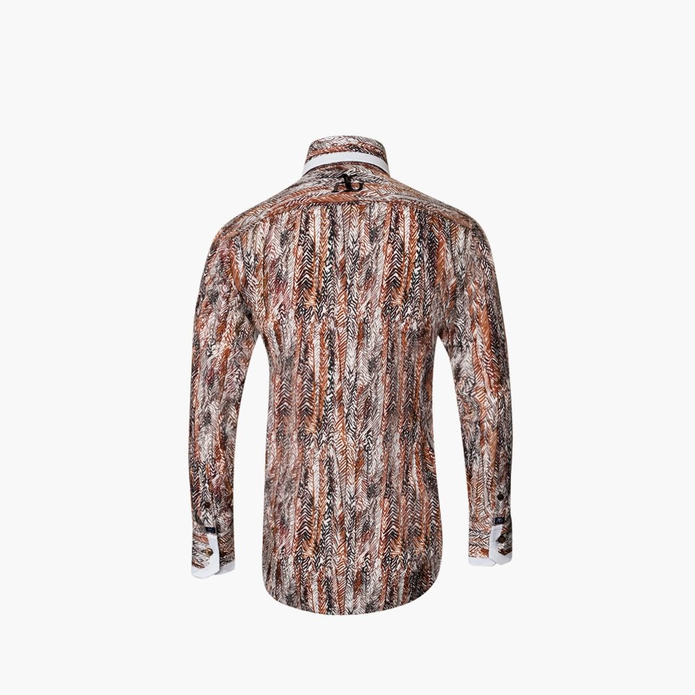 White & Brown Redford Mason Shirt - Angelo Galasso - Luxury Italian Menswear London