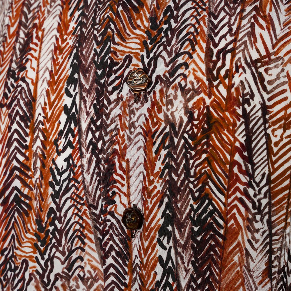 White & Brown Redford Mason Shirt - Angelo Galasso - Luxury Italian Menswear London