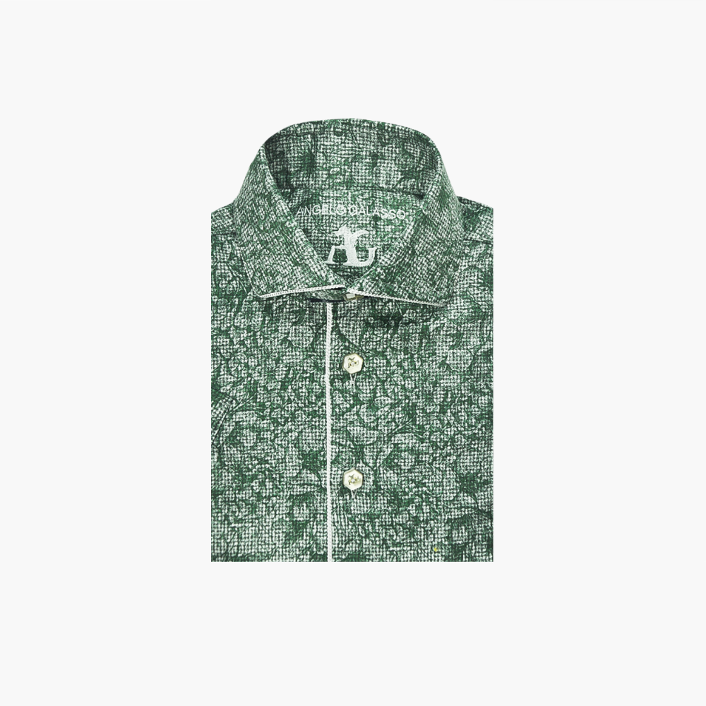 Green & Grey Foliage Short Sleeves Mason Shirt - AG24W1HAS08