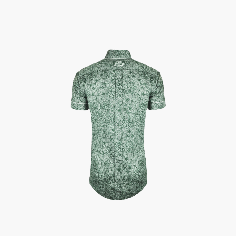 Green & Grey Foliage Short Sleeves Mason Shirt - AG24W1HAS08