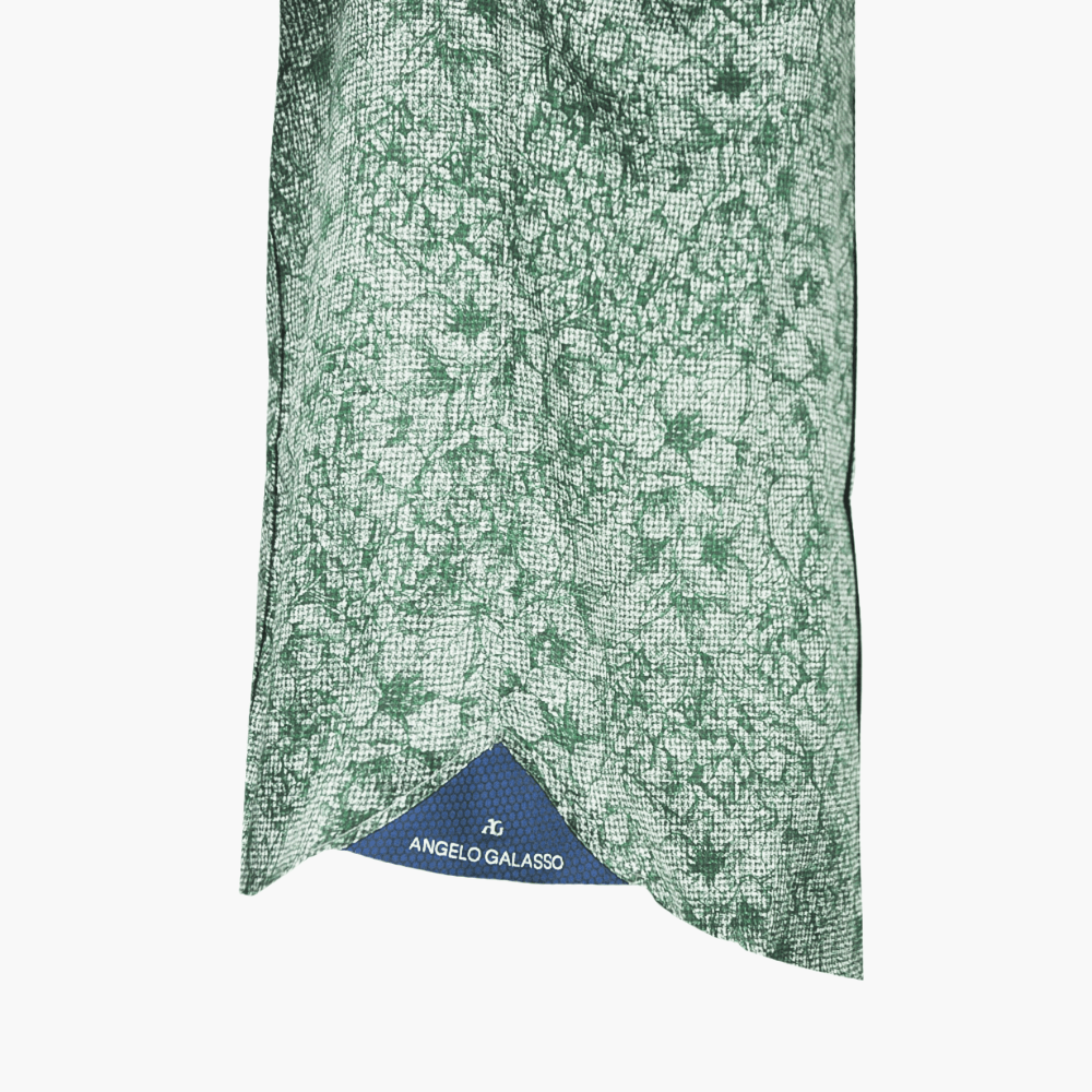 Green & Grey Foliage Short Sleeves Mason Shirt - Angelo Galasso - Luxury Italian Menswear London