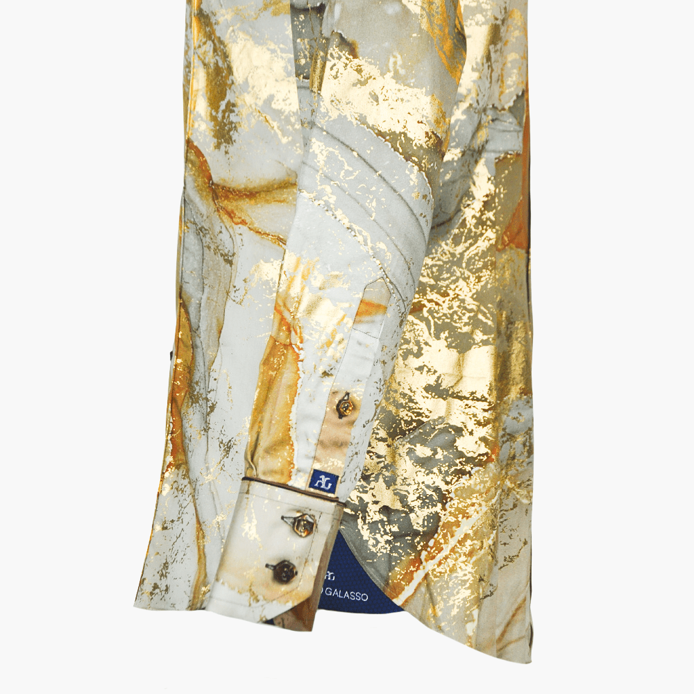 Gold & Brown Metallic Mason Shirt - Angelo Galasso - Luxury Italian Menswear London