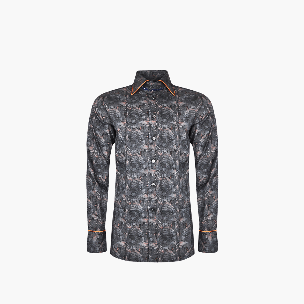 Black & Orange Foliage Corleone Shirt - Angelo Galasso - Luxury Italian Menswear London