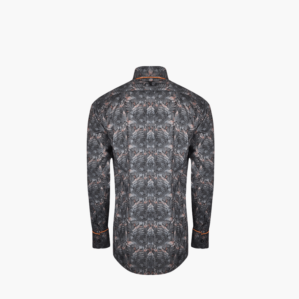 Black & Orange Foliage Corleone Shirt - Angelo Galasso - Luxury Italian Menswear London