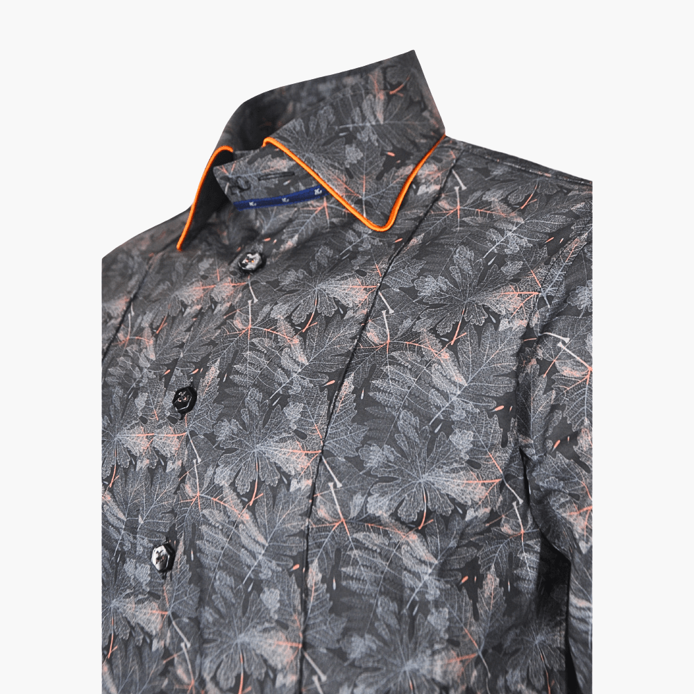 Black & Orange Foliage Corleone Shirt - Angelo Galasso - Luxury Italian Menswear London