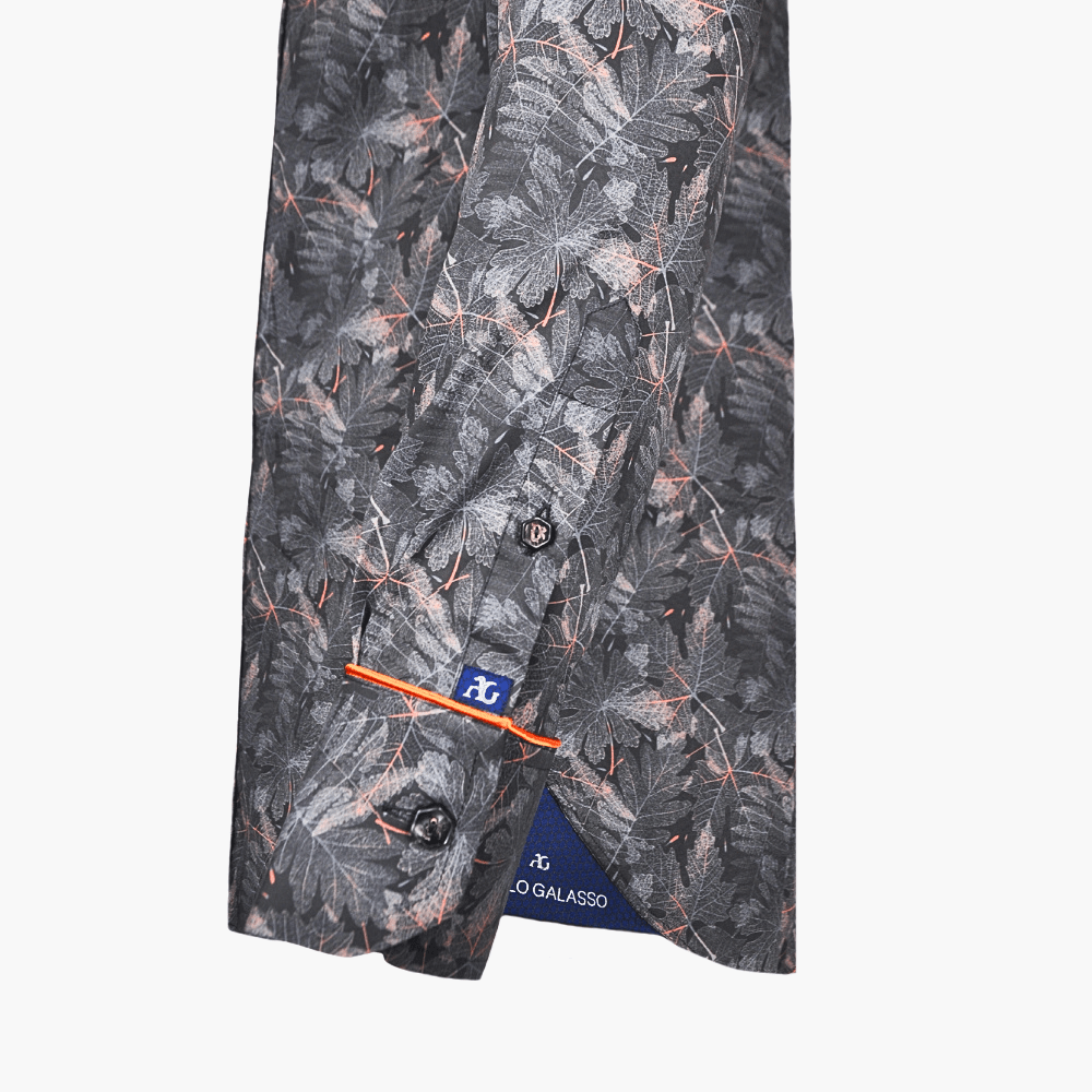 Black & Orange Foliage Corleone Shirt - Angelo Galasso - Luxury Italian Menswear London