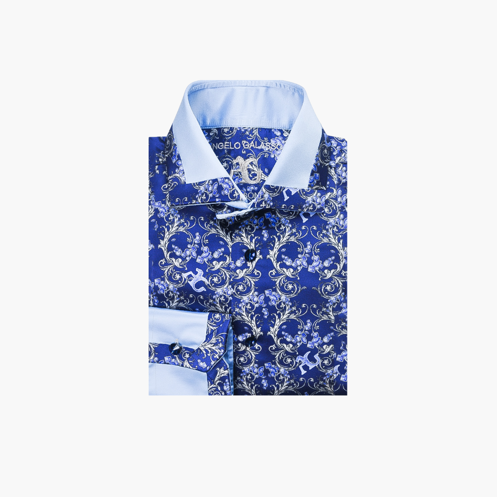 Royal Blue Ramage Silk Mason Shirt - AG24W1HAS12