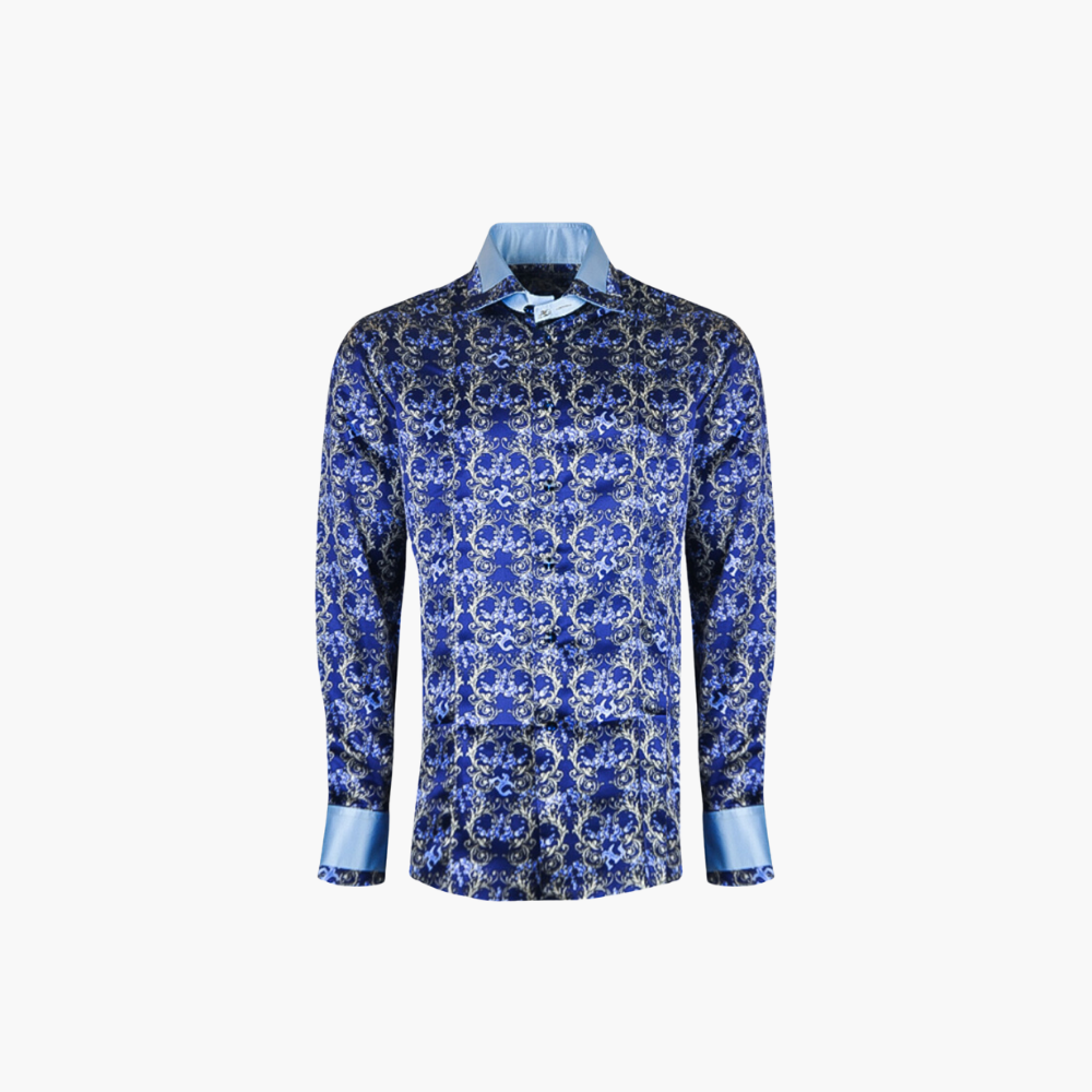 Royal Blue Ramage Silk Mason Shirt - AG24W1HAS12