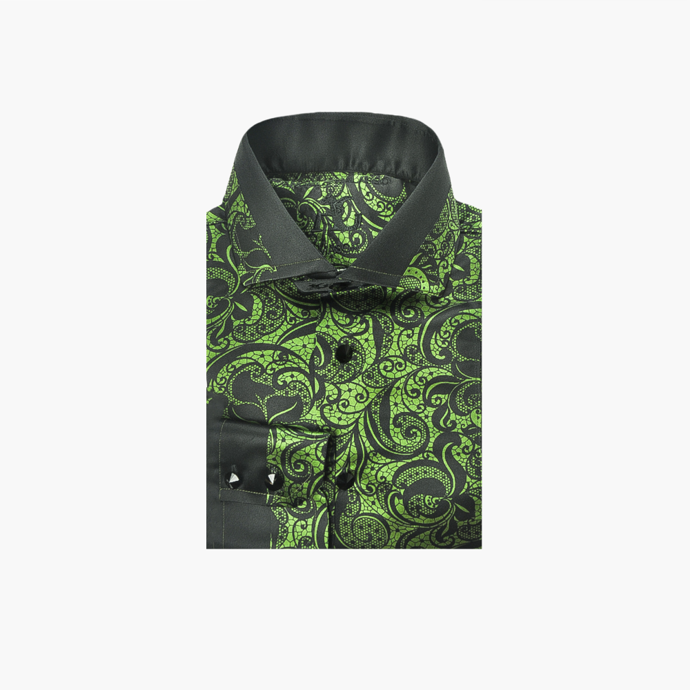 Green & Black Macrame Custom-Printed Shirt - AG24W1HAS13
