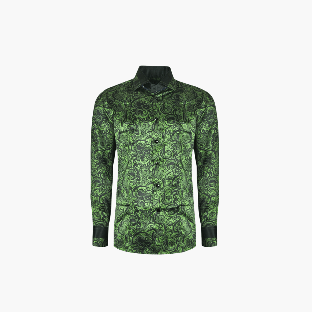 Green & Black Macrame Custom-Printed Shirt - Angelo Galasso - Luxury Italian Menswear London