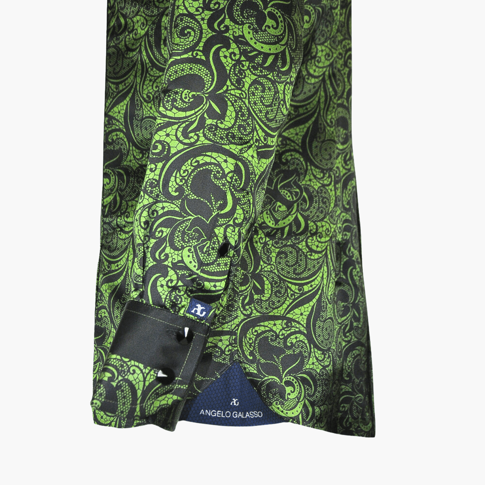 Green & Black Macrame Custom-Printed Shirt - Angelo Galasso - Luxury Italian Menswear London