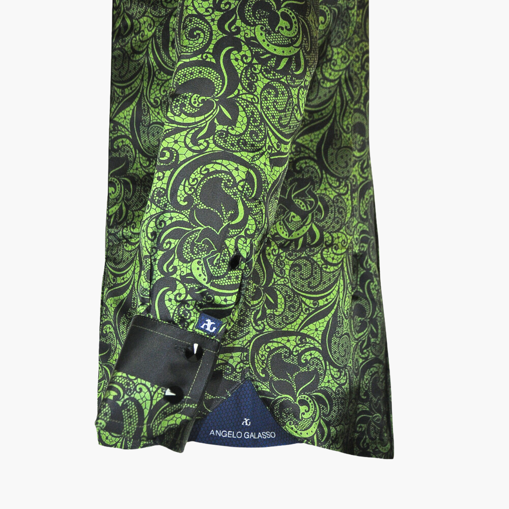 Green & Black Macrame Custom-Printed Shirt - AG24W1HAS13