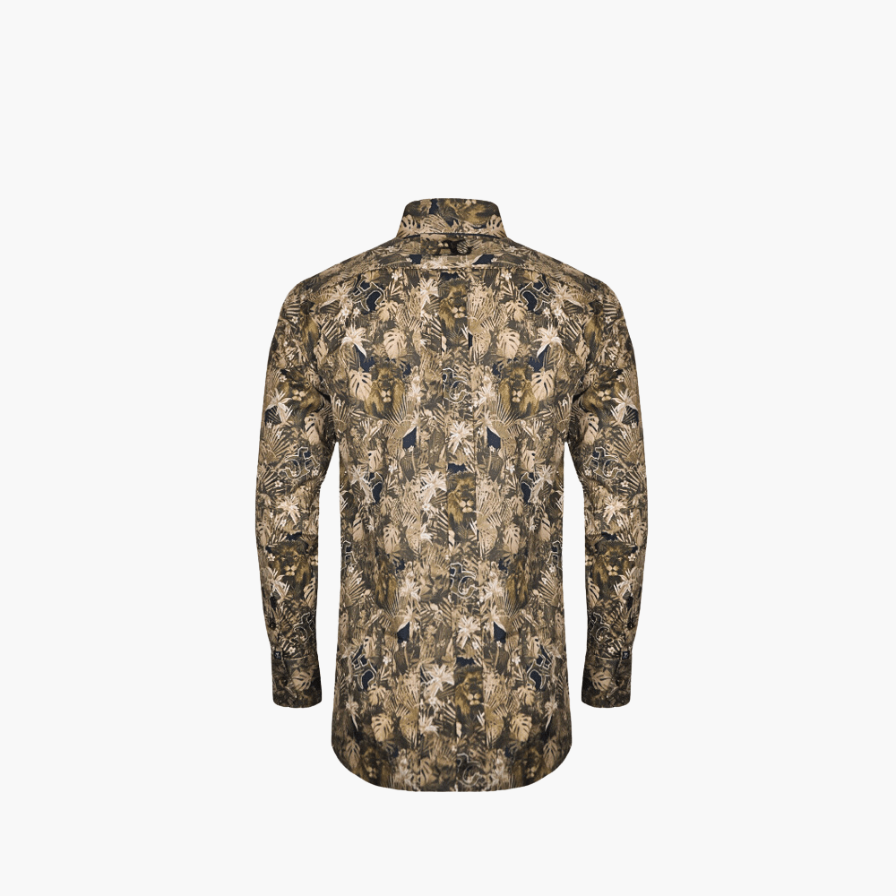 Brown Savannah AG Print Mason Shirt - Angelo Galasso - Luxury Italian Menswear London