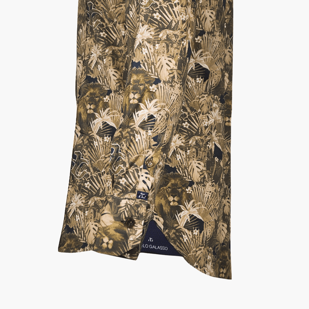 Brown Savannah AG Print Mason Shirt - Angelo Galasso - Luxury Italian Menswear London