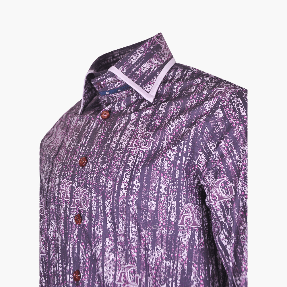 Purple Custom Print Corleone Shirt - Angelo Galasso - Luxury Italian Menswear London